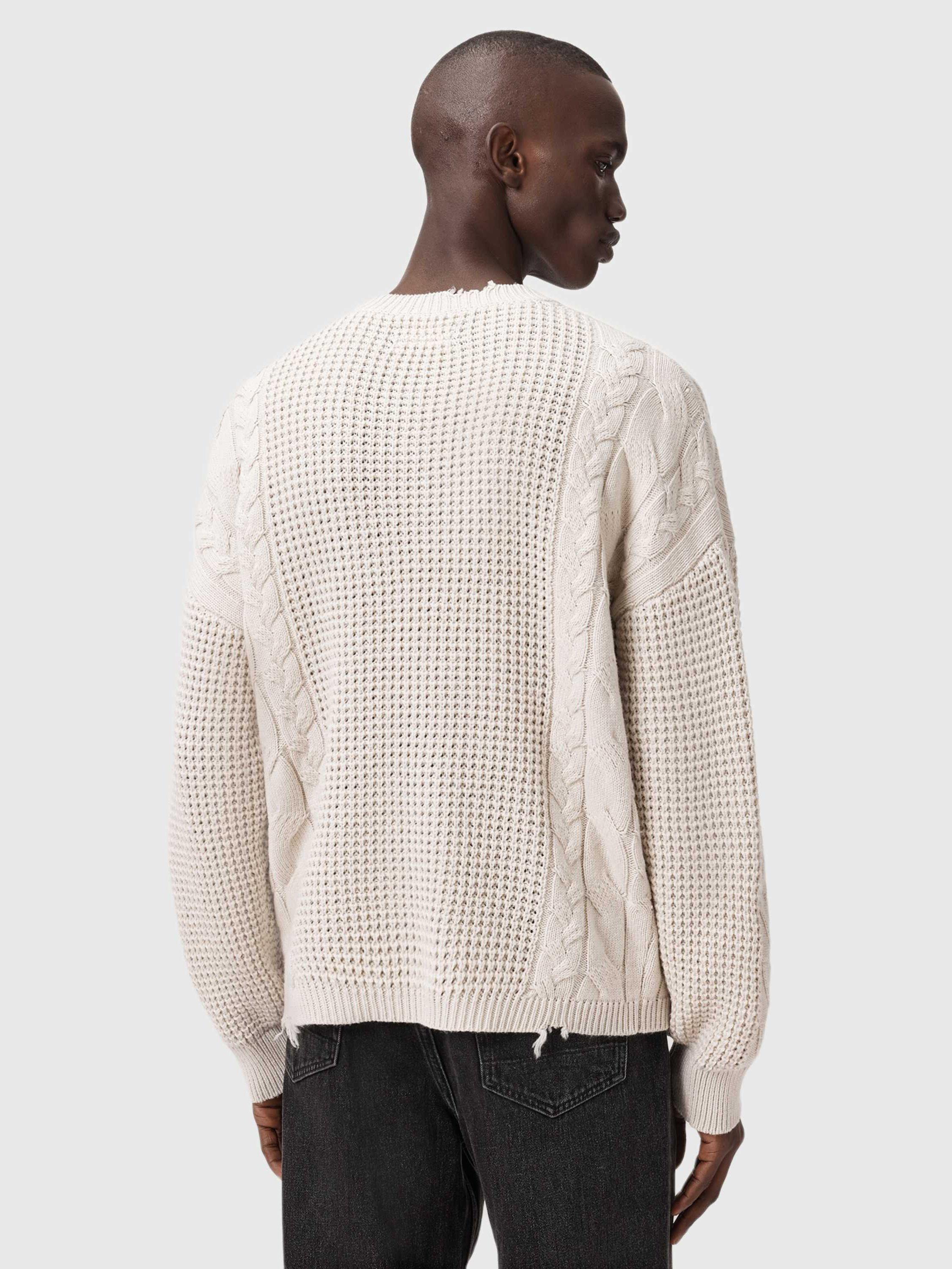 Product image 2 of 8, which shows AllSaints Tenter Wool Blend Crew Neck Jumper, Ecru, XS