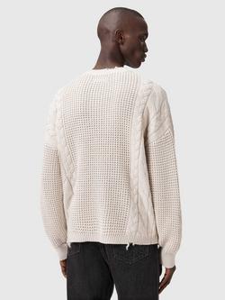 AllSaints Tenter Wool Blend Crew Neck Jumper, Ecru - view 2, Ecru