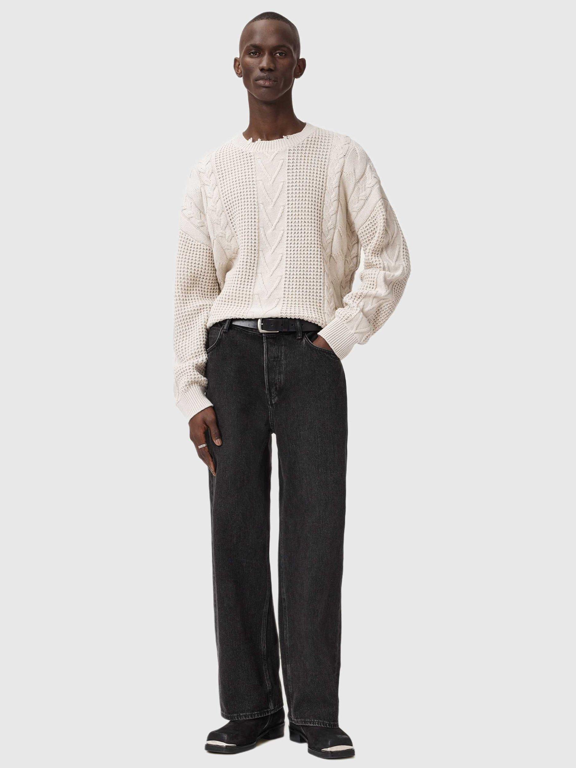 Product image 3 of 8, which shows AllSaints Tenter Wool Blend Crew Neck Jumper, Ecru, XS