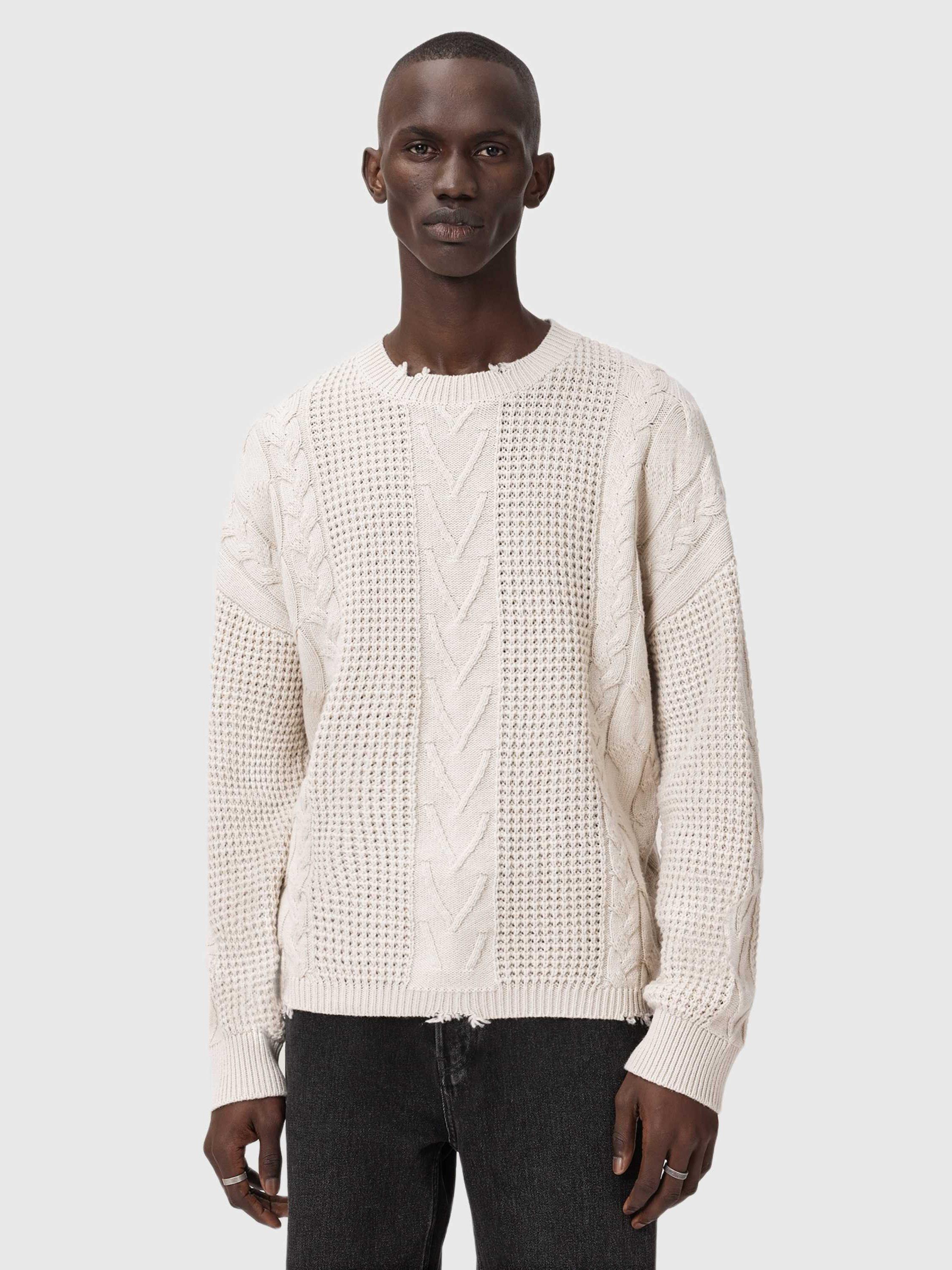 Product image 5 of 8, which shows AllSaints Tenter Wool Blend Crew Neck Jumper, Ecru, XS
