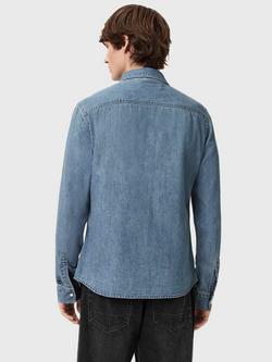AllSaints Gleason Organic Cotton Regular Fit Shirt - view 2, Indigo Blue
