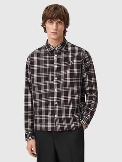 AllSaints Santiago Organic Cotton Check Long Sleeve Collar Shirt, Brown/Multi