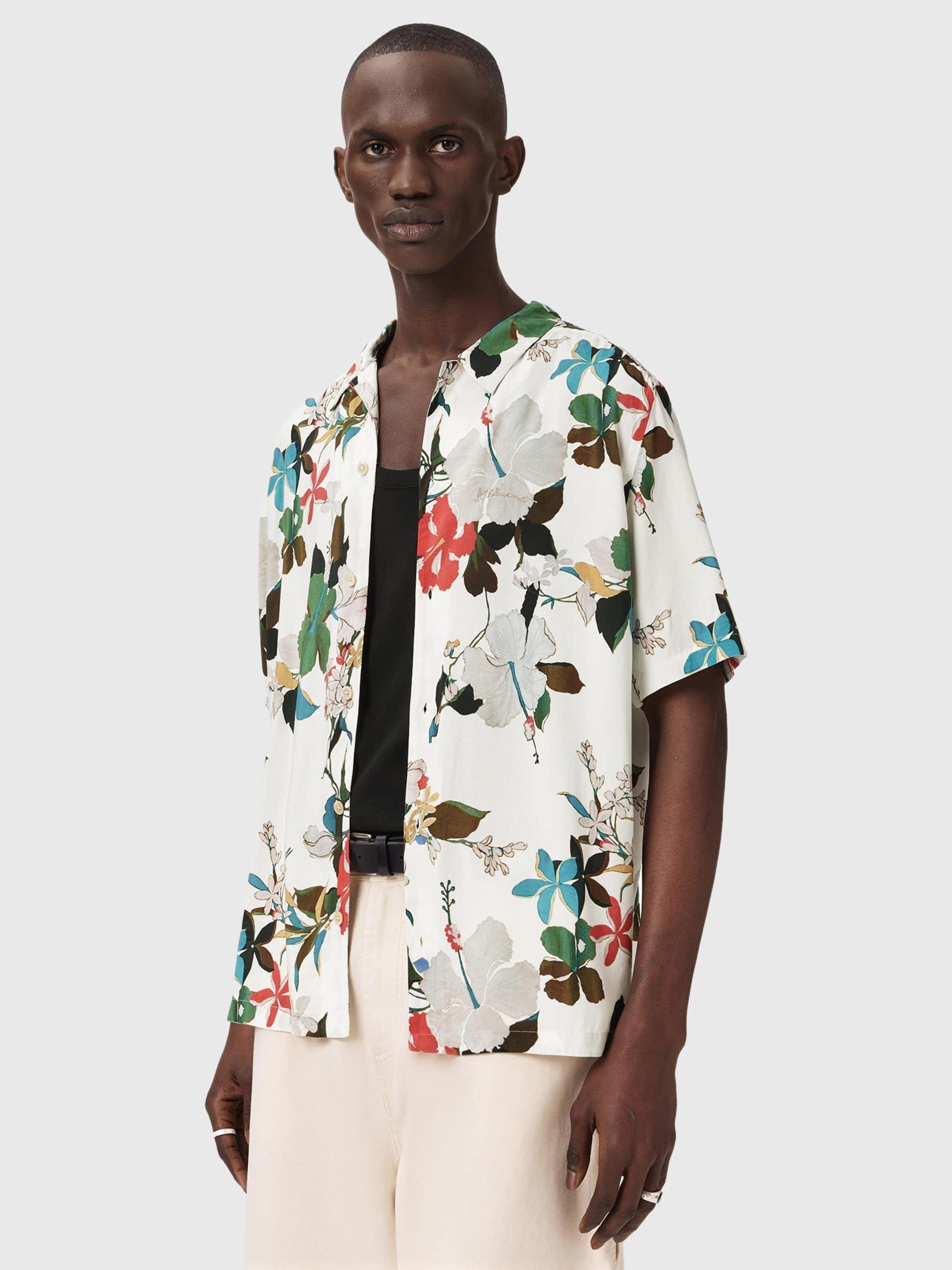 Product image 1 of 7, which shows AllSaints Viscose Regular Fit Floral Shirt