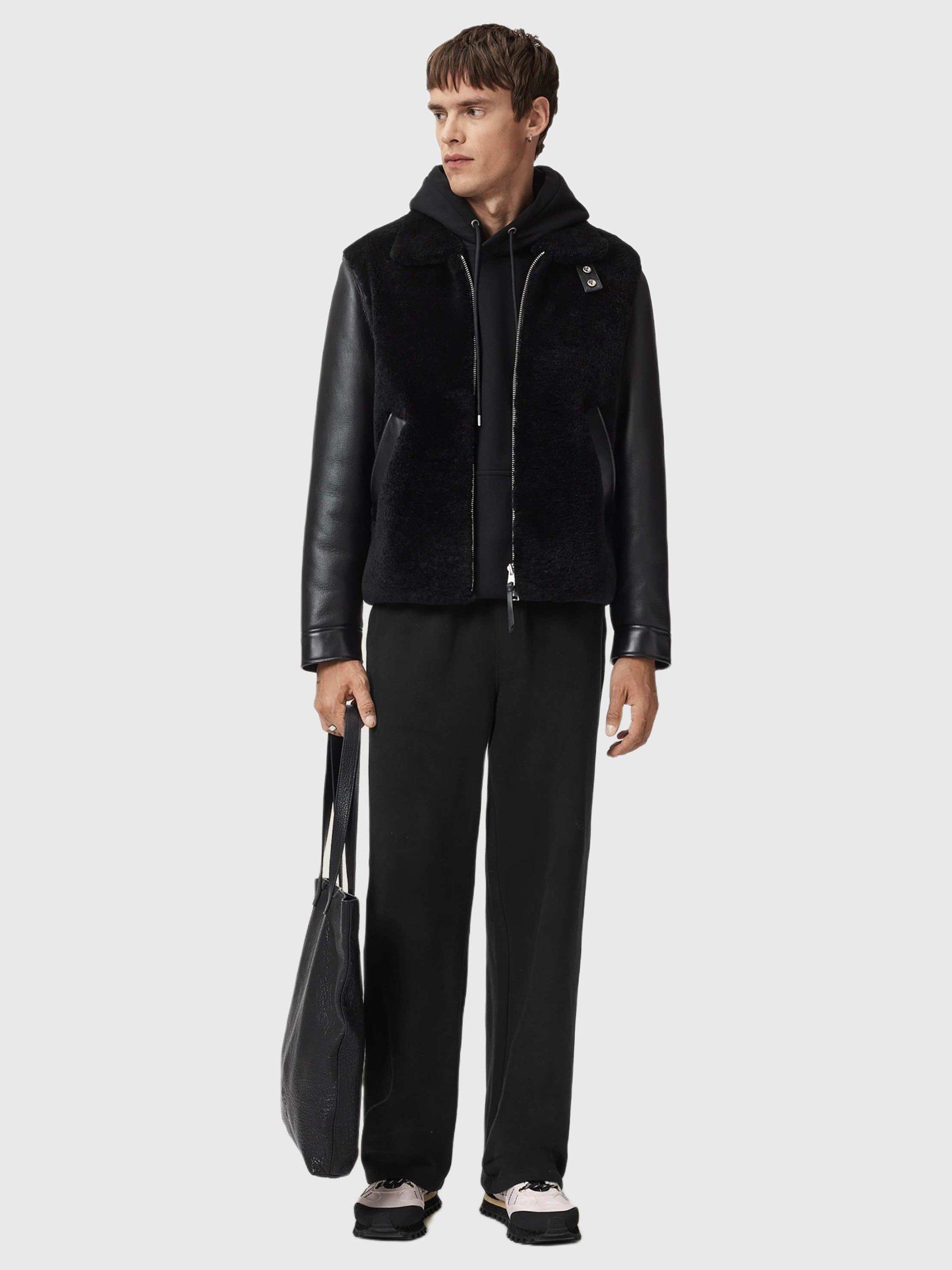 Product image 5 of 7, which shows AllSaints Asher Cotton Joggers, Jet Black, L