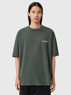 AllSaints Halcyon Organic Cotton Short Sleeve Crew Neck T-Shirt, Green Mid