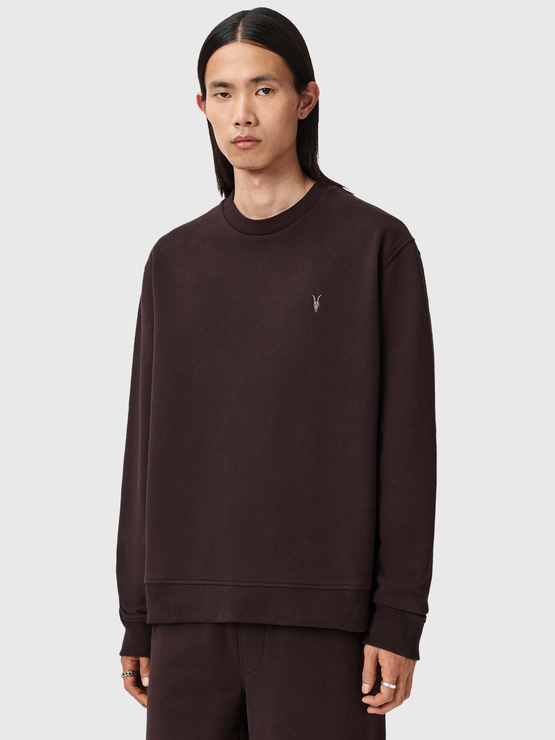 Product image 1 of 6, which shows AllSaints Asher Organic Cotton Crew Neck Sweatshirt, Brown, L