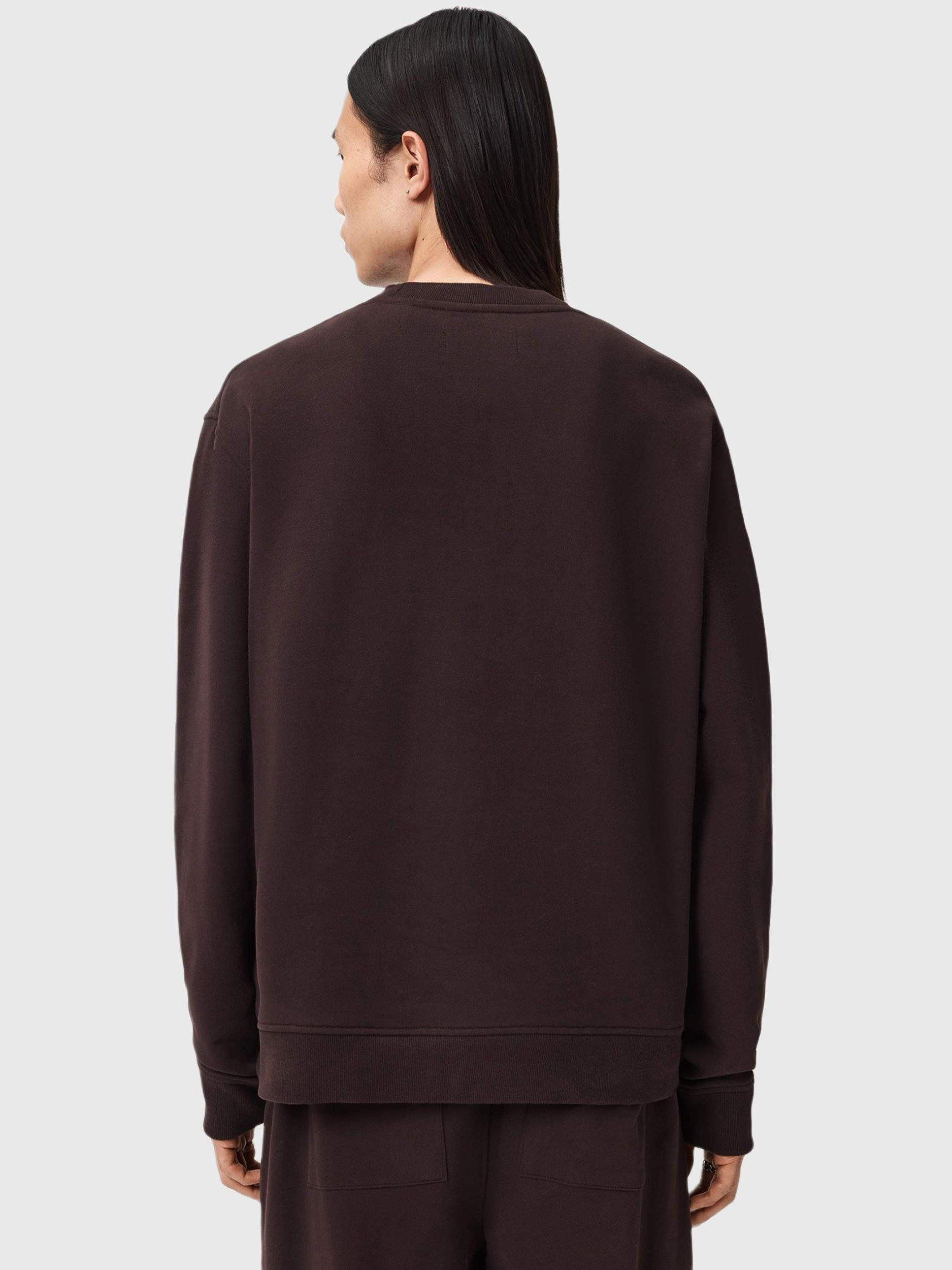 Product image 2 of 6, which shows AllSaints Asher Organic Cotton Crew Neck Sweatshirt, Brown, L