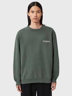 AllSaints Halcyon Crew Neck Logo Sweatshirt, Green, Green