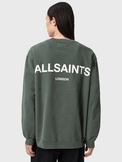 AllSaints Halcyon Crew Neck Logo Sweatshirt, Green - view 2, Green