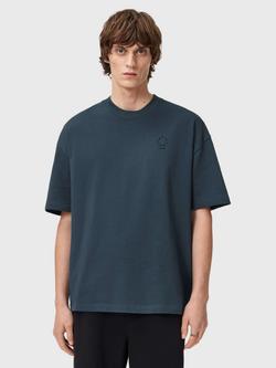 AllSaints Haven Organic Cotton Short Sleeve Crew Neck T-Shirt, Blue Mid