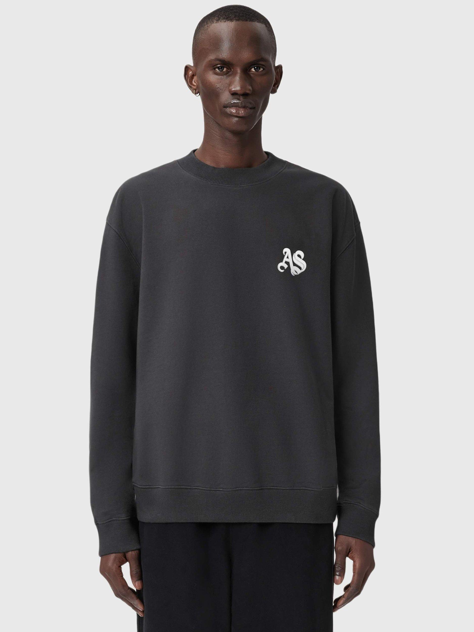 Product image 1 of 8, which shows AllSaints Icon Cotton Crew Neck Top, Washed Black, L