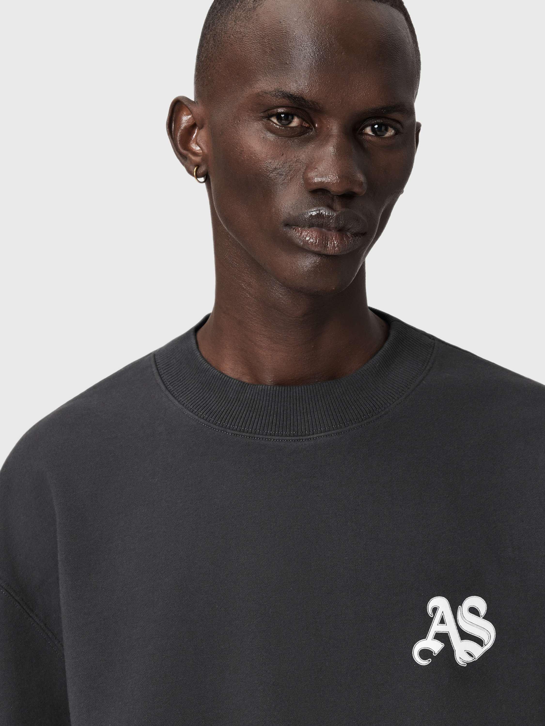 Product image 5 of 8, which shows AllSaints Icon Cotton Crew Neck Top, Washed Black, L