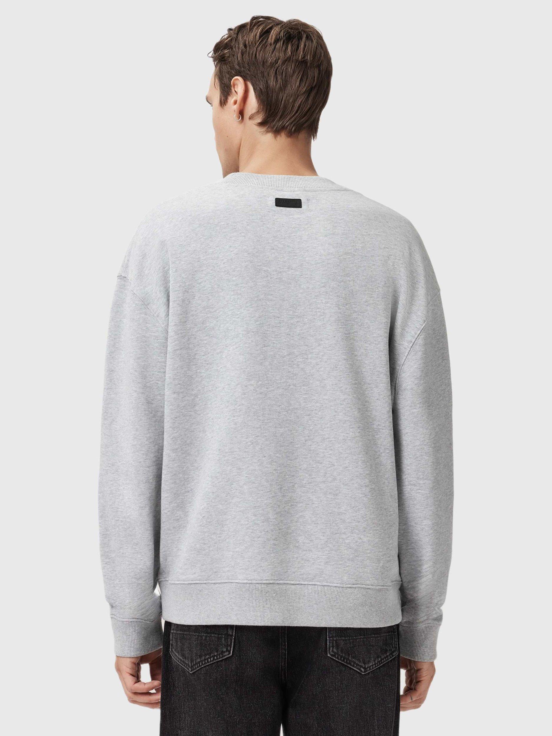 Product image 2 of 8, which shows AllSaints Milo Organic Cotton Crew Neck Sweatshirt, Grey Mid, L