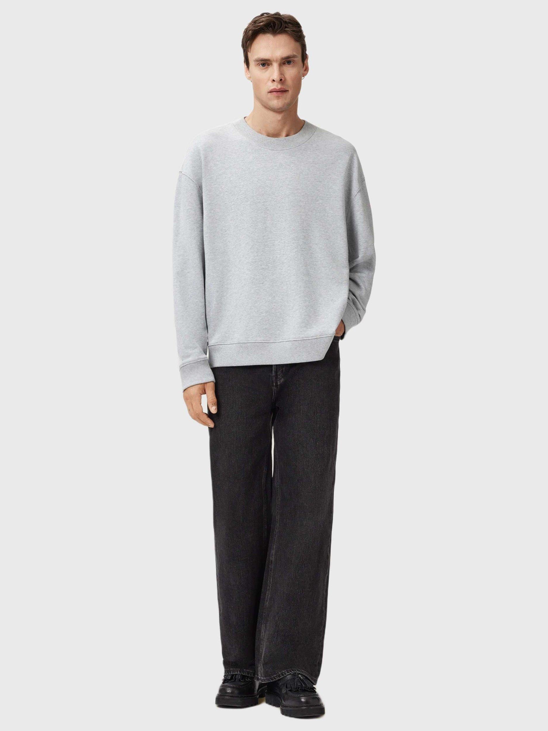 Product image 3 of 8, which shows AllSaints Milo Organic Cotton Crew Neck Sweatshirt, Grey Mid, L