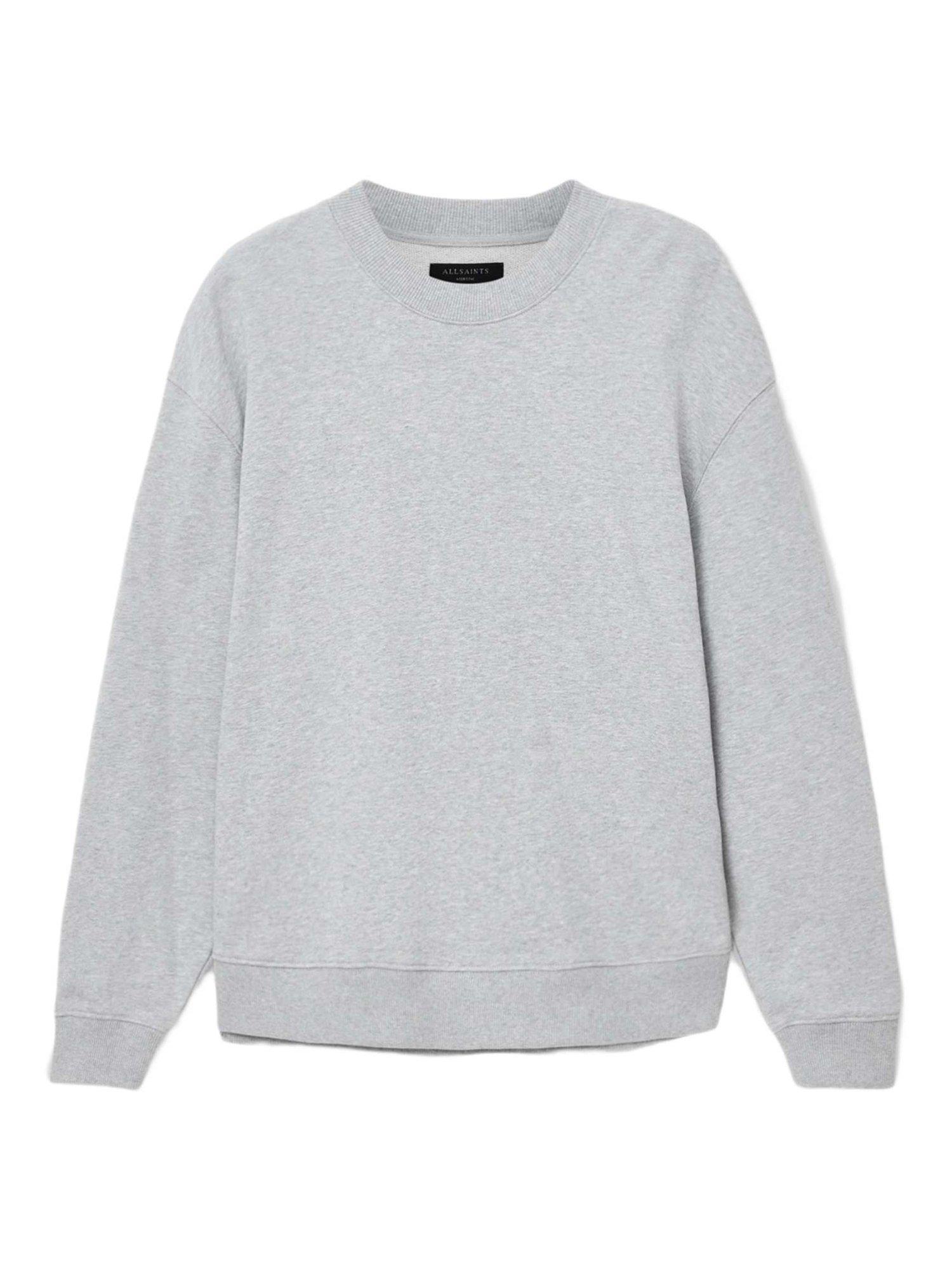 Product image 4 of 8, which shows AllSaints Milo Organic Cotton Crew Neck Sweatshirt, Grey Mid, L