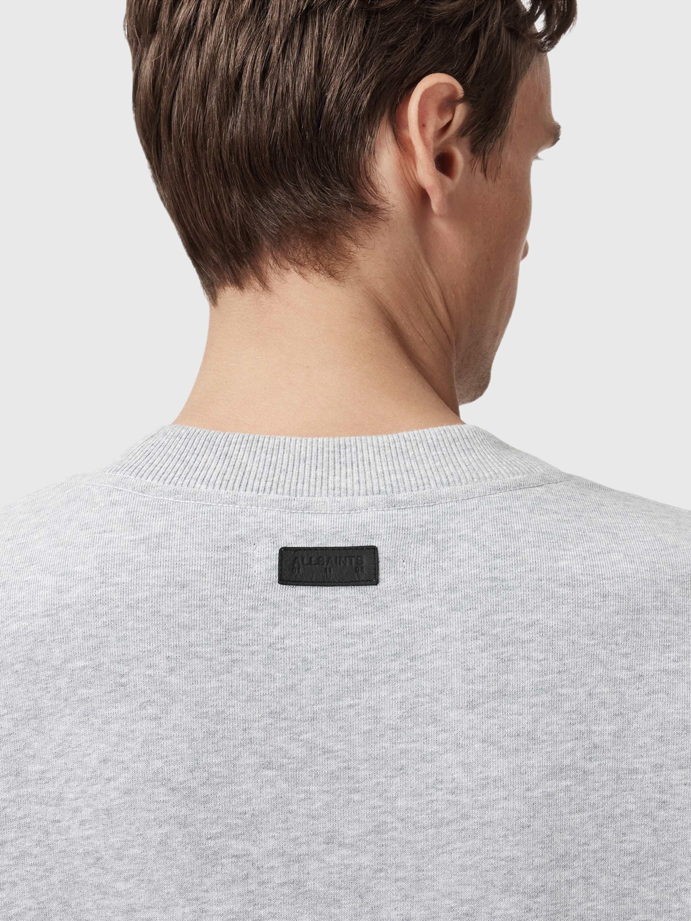 Product image 5 of 8, which shows AllSaints Milo Organic Cotton Crew Neck Sweatshirt, Grey Mid, L