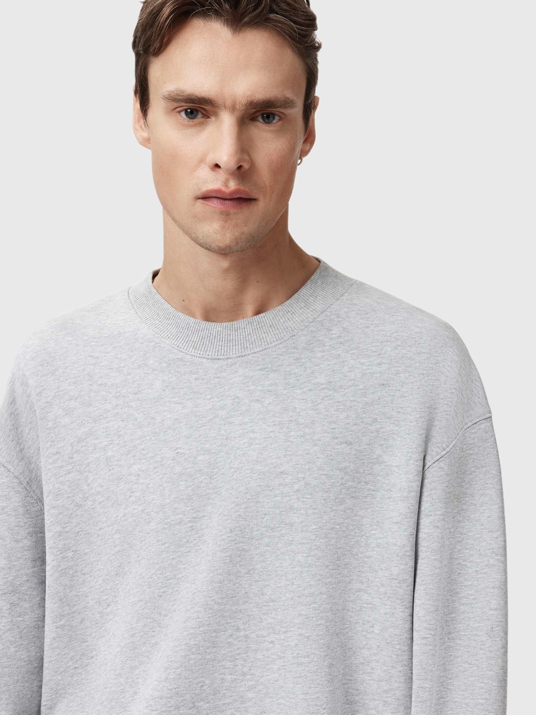 Product image 7 of 8, which shows AllSaints Milo Organic Cotton Crew Neck Sweatshirt, Grey Mid, L