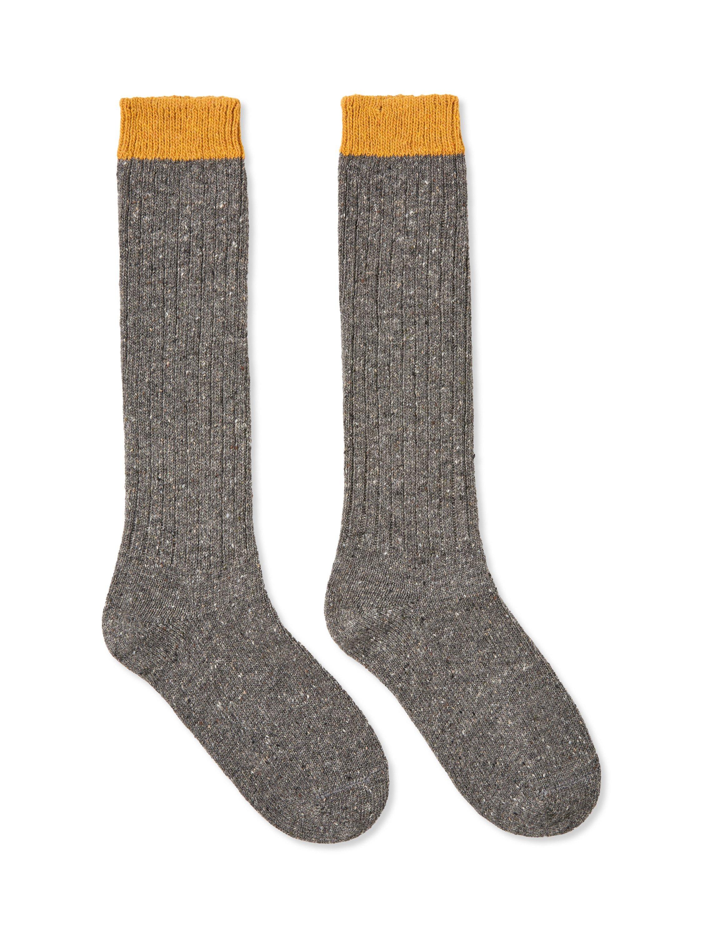 Product image 2 of 3, which shows Celtic & Co. Wool Blend Welly Socks, Derby Grey / Gold, M