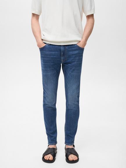 Mango Jude Cotton Blend Skinny Jeans, Navy