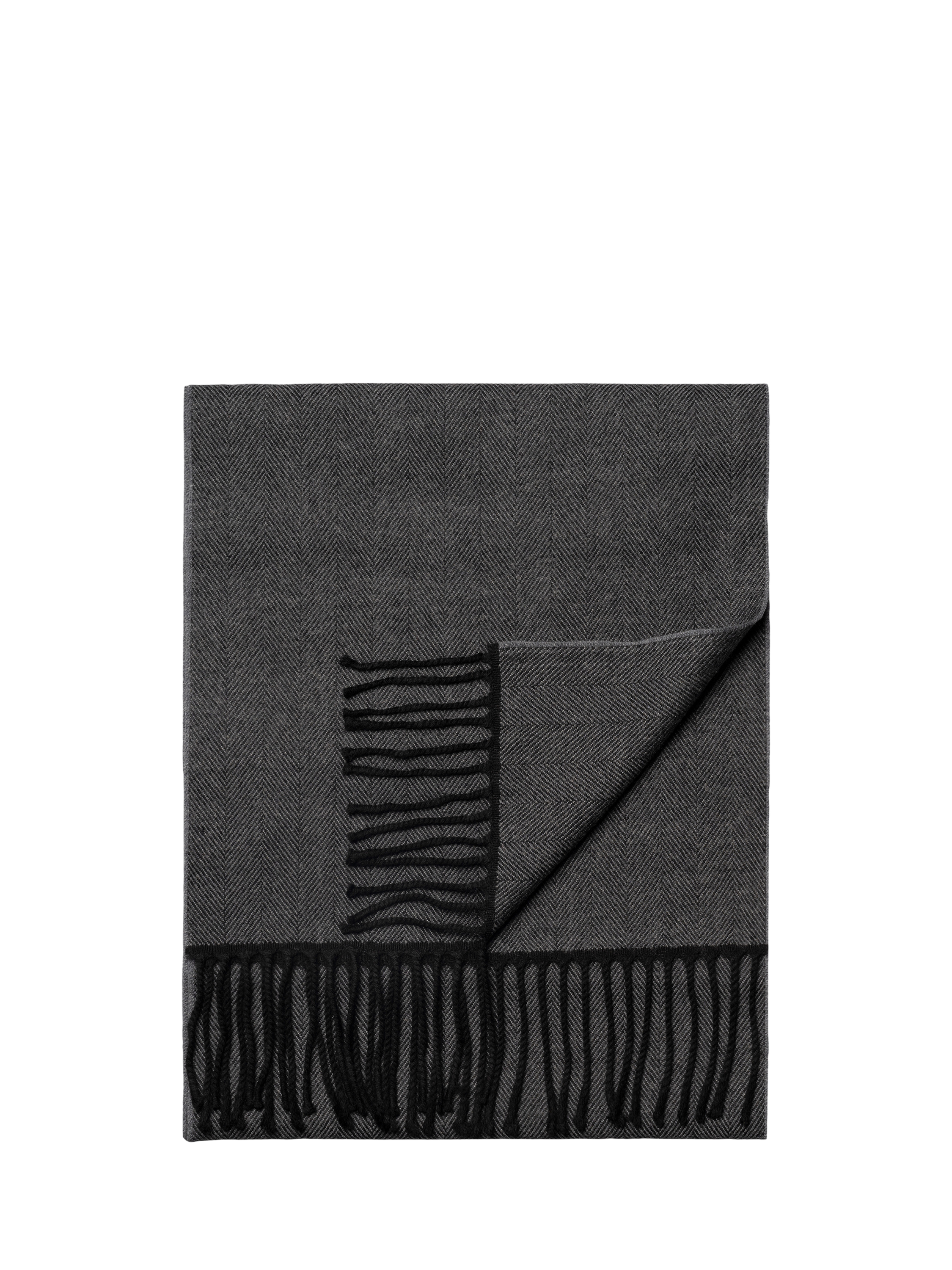 Product image 1 of 3, which shows Eton Merino Wool Herringbone Scarf, Black, One Size