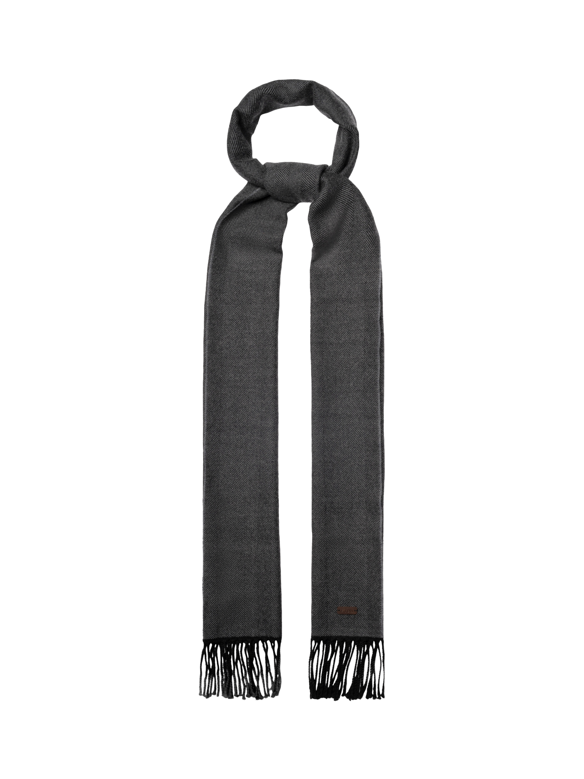 Product image 2 of 3, which shows Eton Merino Wool Herringbone Scarf, Black, One Size