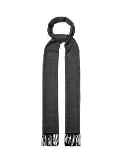 Eton Merino Wool Herringbone Scarf - view 2, Black