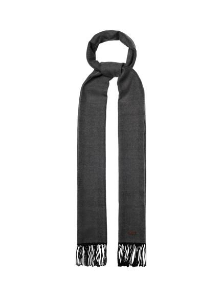 Eton Merino Wool Herringbone Scarf - view 2, Black