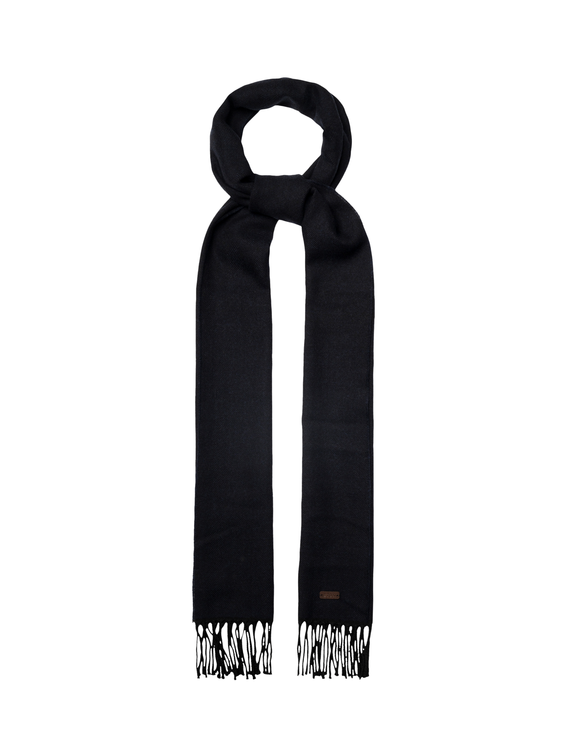 Product image 2 of 3, which shows Eton Merino Wool Herringbone Scarf, Dark Blue, One Size