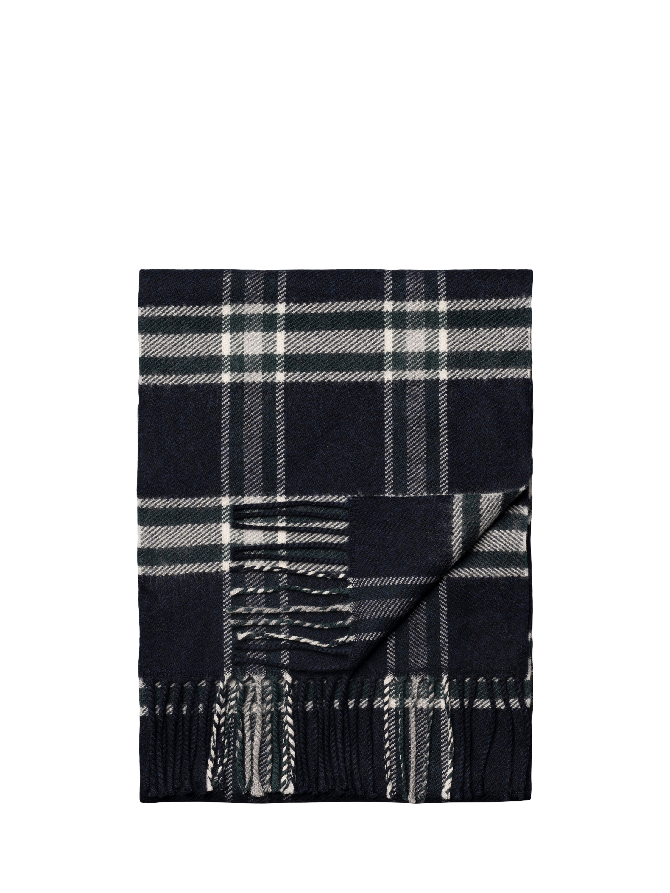 Product image 1 of 3, which shows Eton Merino Wool Check Scarf, Navy Blue