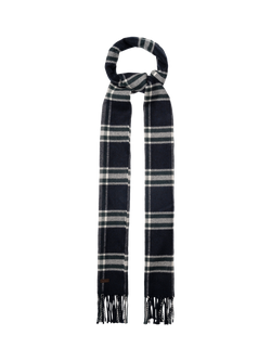 Eton Merino Wool Check Scarf - view 2, Navy Blue