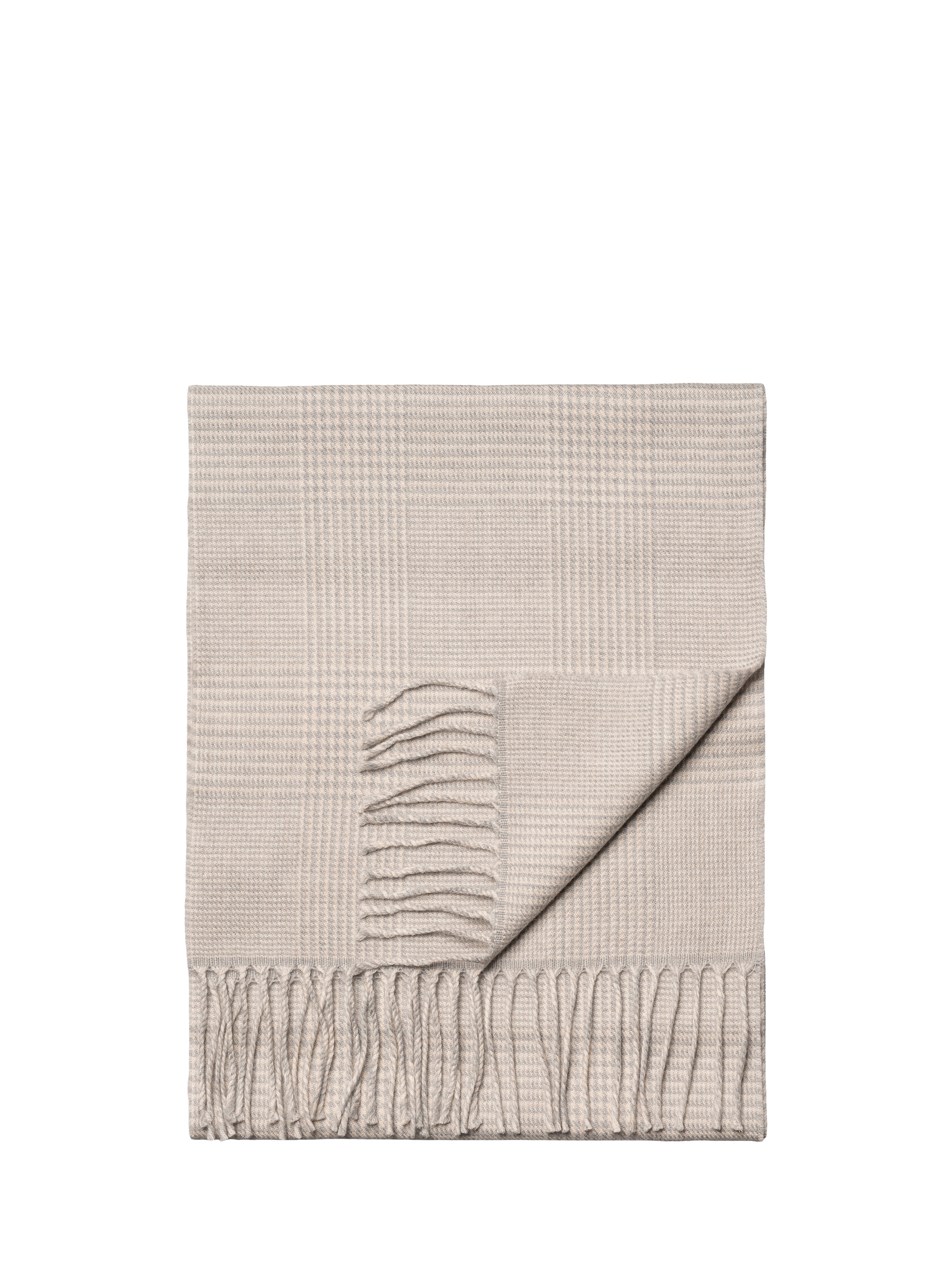 Product image 1 of 3, which shows Eton Merino Wool Check Scarf, Light Grey