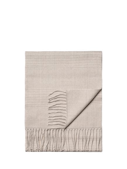 Eton Merino Wool Check Scarf, Light Grey, Light Grey