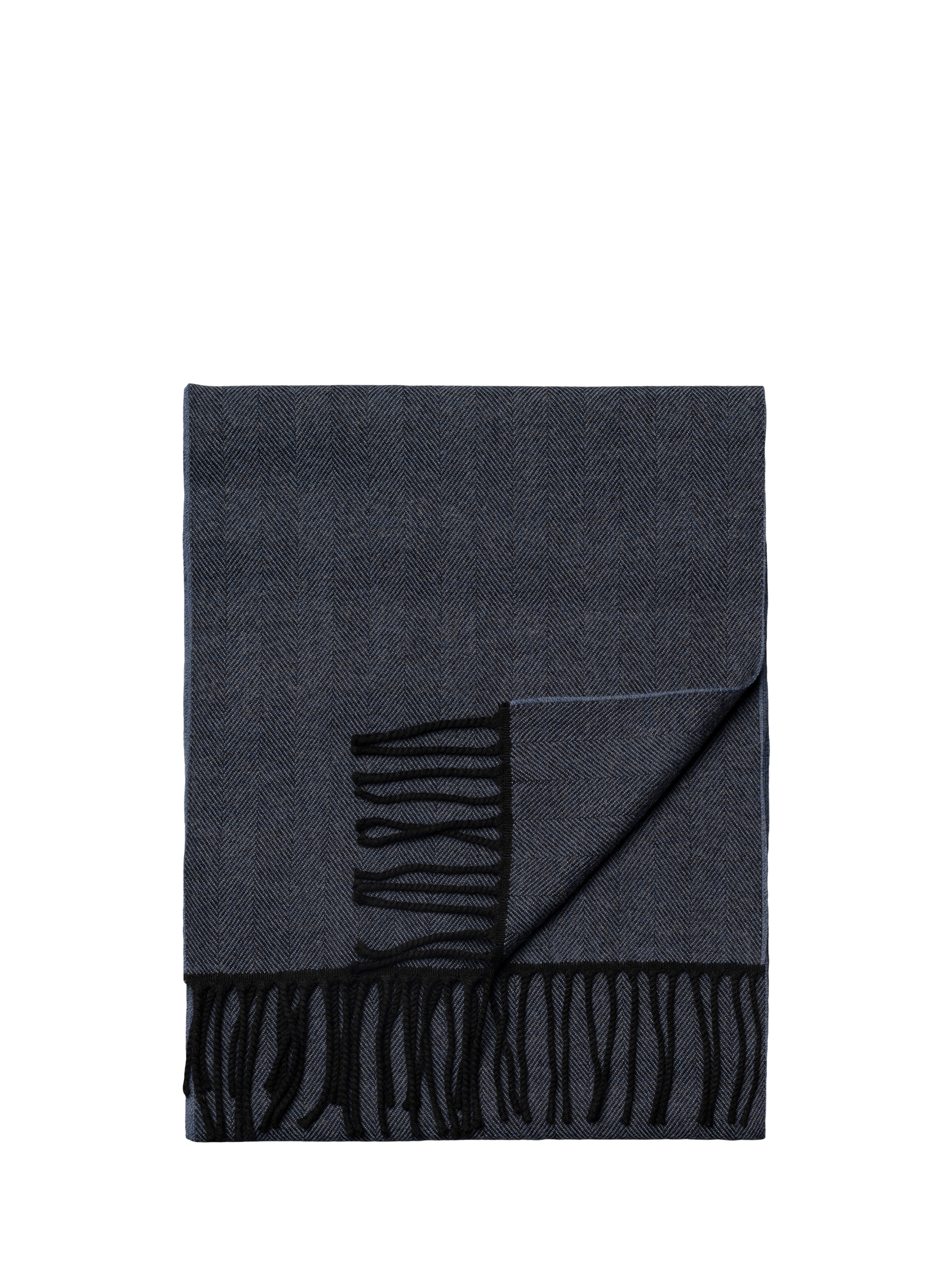 Product image 1 of 3, which shows Eton Merino Wool Herringbone Scarf, Navy Blue, One Size