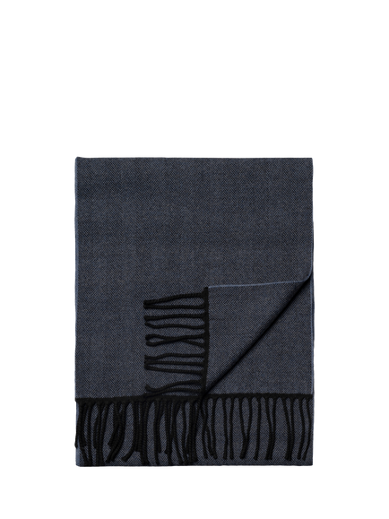 Eton Merino Wool Herringbone Scarf, Navy Blue, Navy Blue