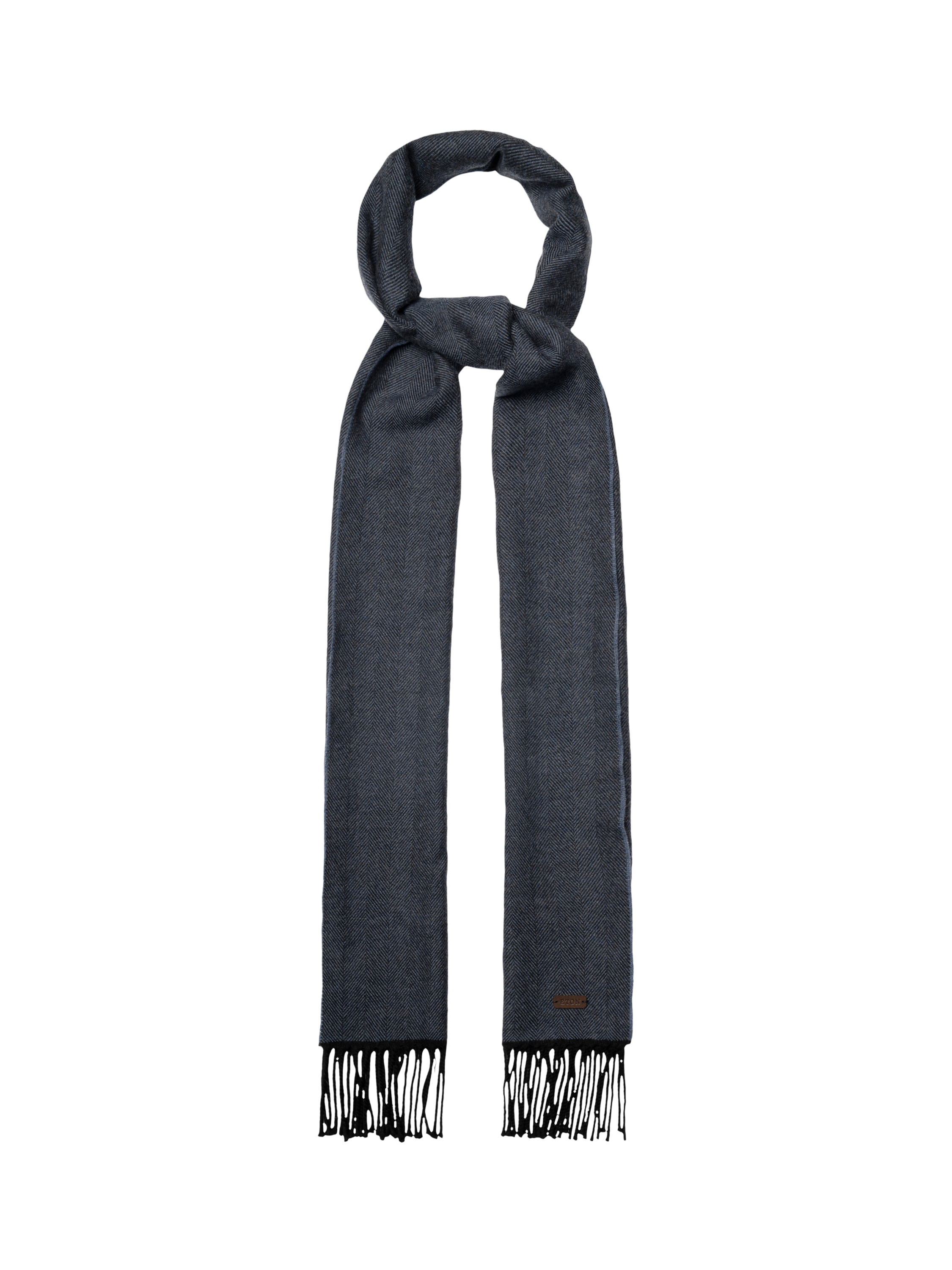 Product image 2 of 3, which shows Eton Merino Wool Herringbone Scarf, Navy Blue, One Size