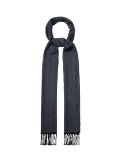 Eton Merino Wool Herringbone Scarf, Navy Blue - view 2, Navy Blue