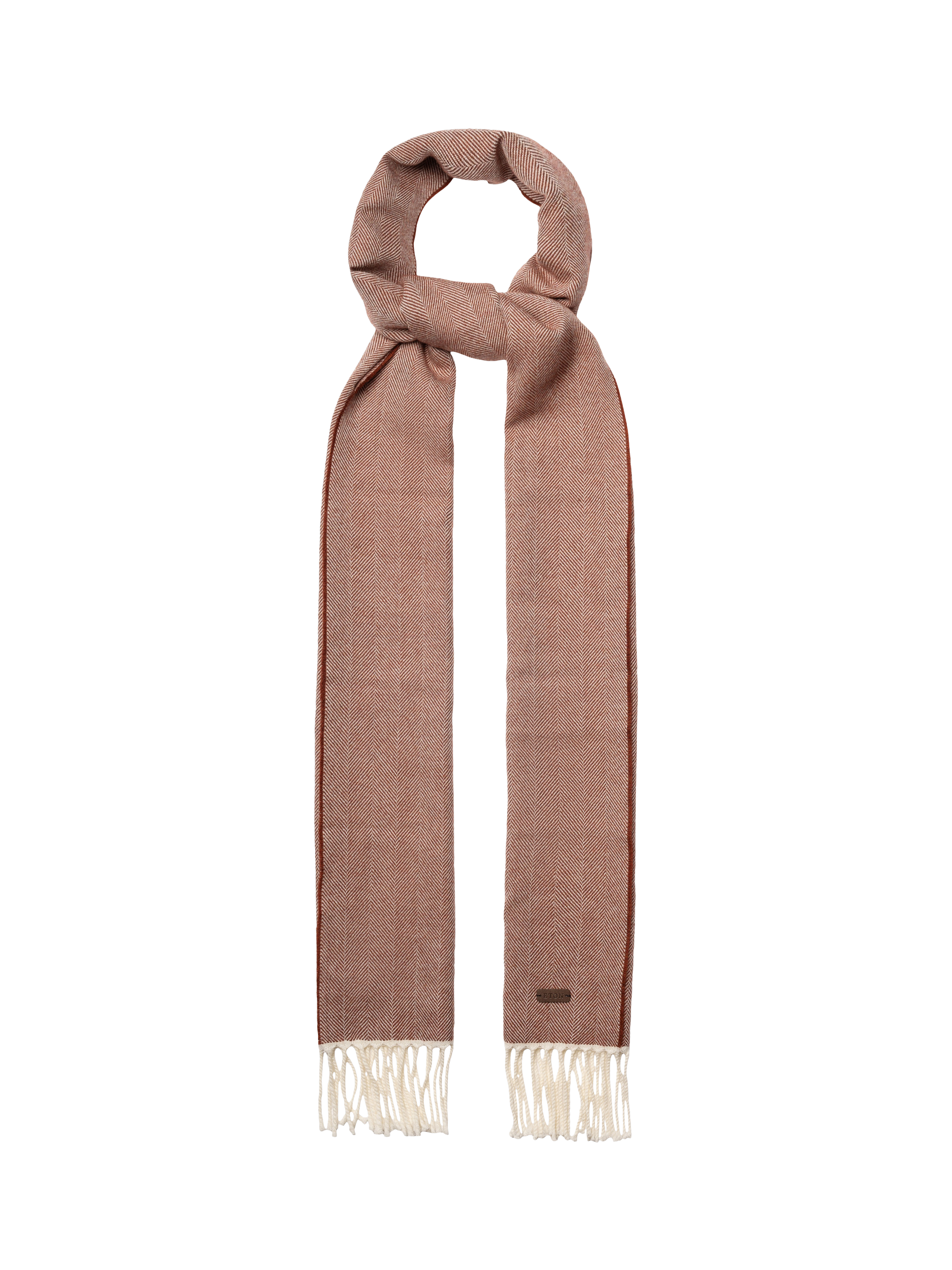 Product image 2 of 3, which shows Eton Merino Wool Herringbone Scarf, Orange, One Size