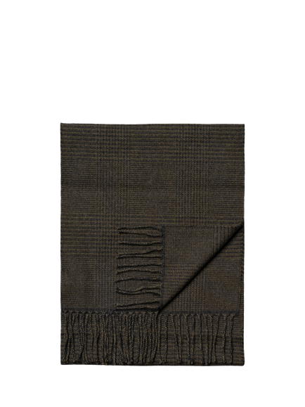 Eton Merino Wool Check Scarf, Dark Green