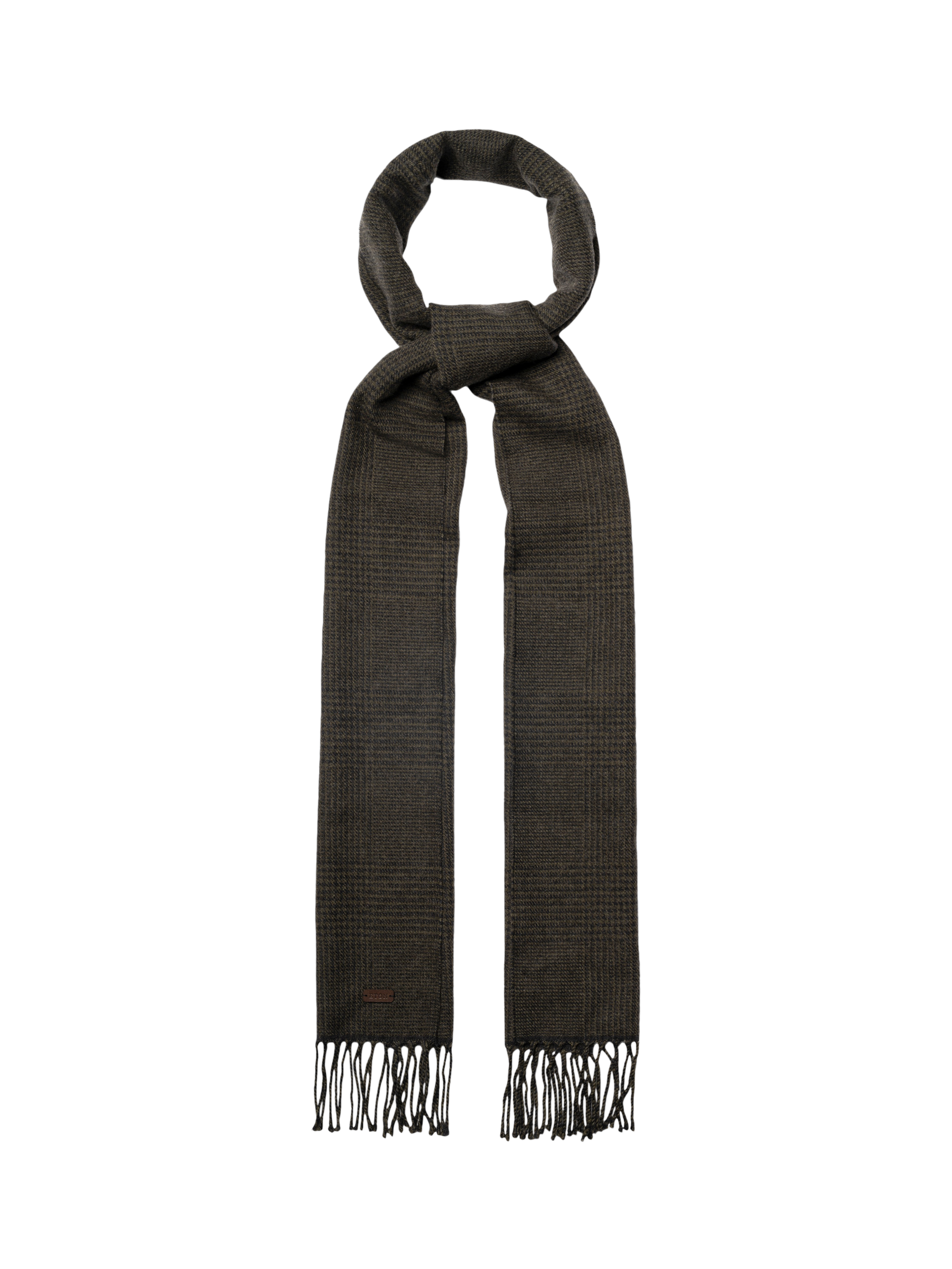 Product image 2 of 3, which shows Eton Merino Wool Check Scarf, Dark Green