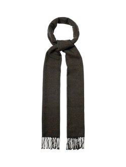 Eton Merino Wool Check Scarf - view 2, Dark Green