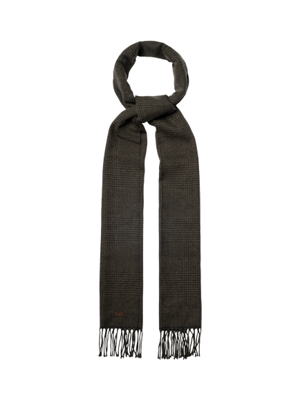 Eton Merino Wool Check Scarf - view 2, Dark Green
