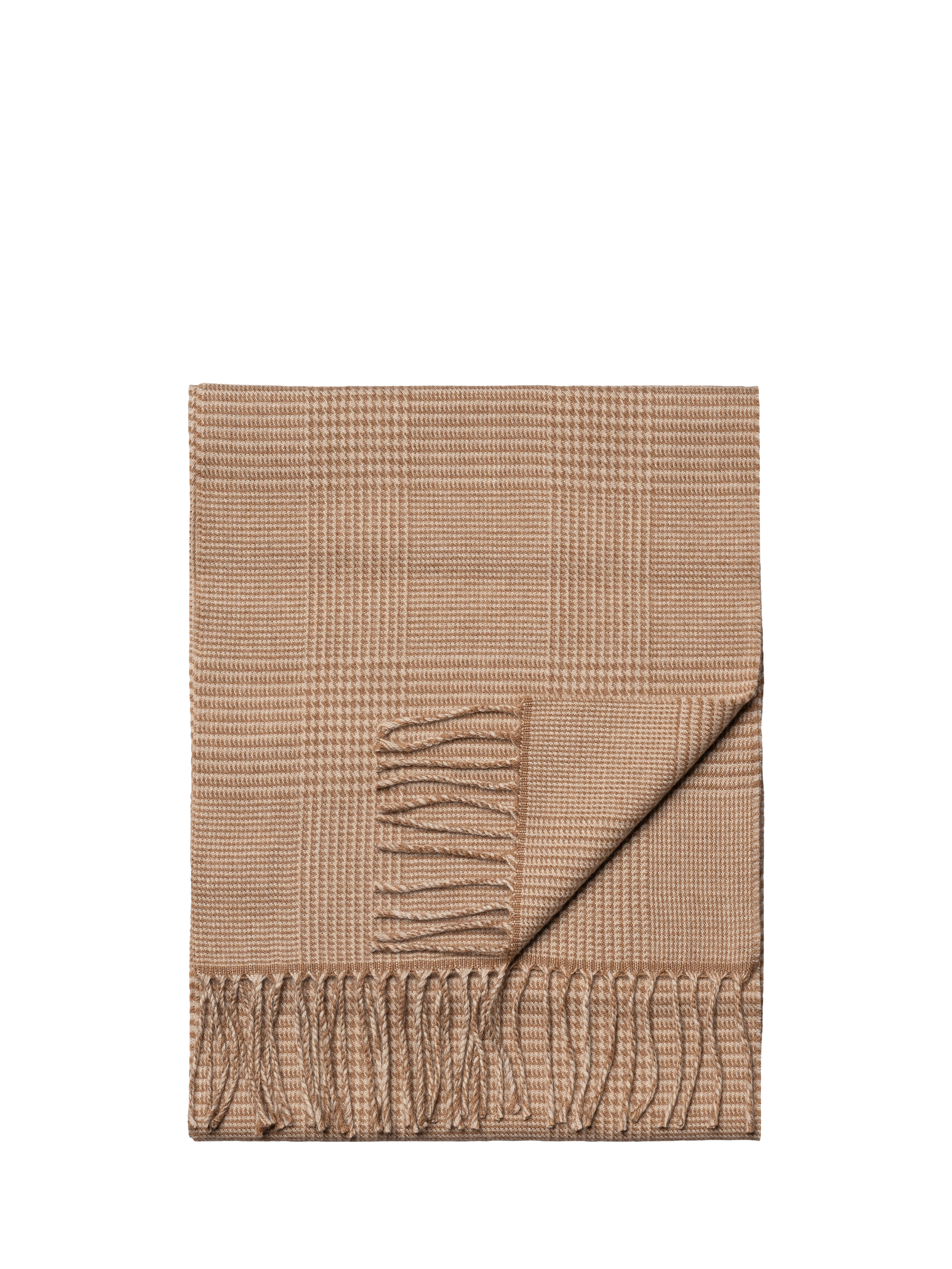 Product image 1 of 3, which shows Eton Merino Wool Check Scarf, Beige