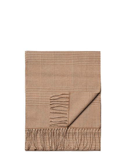 Eton Merino Wool Check Scarf, Beige