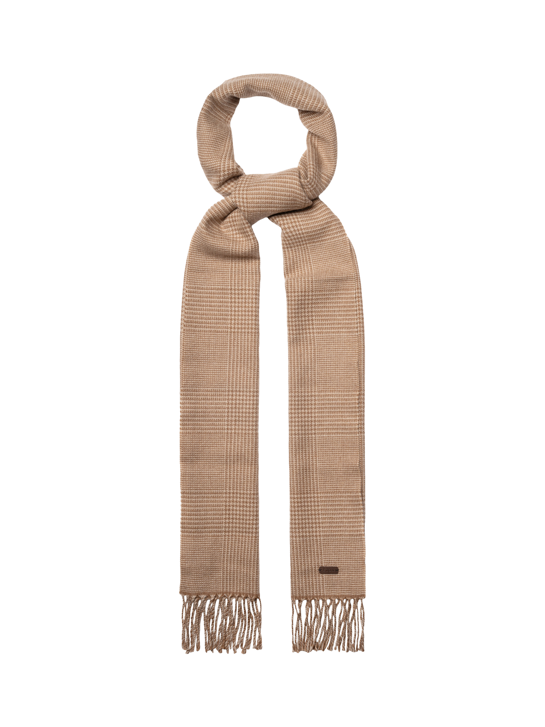 Product image 2 of 3, which shows Eton Merino Wool Check Scarf, Beige