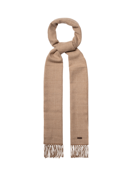 Eton Merino Wool Check Scarf - view 2, Beige