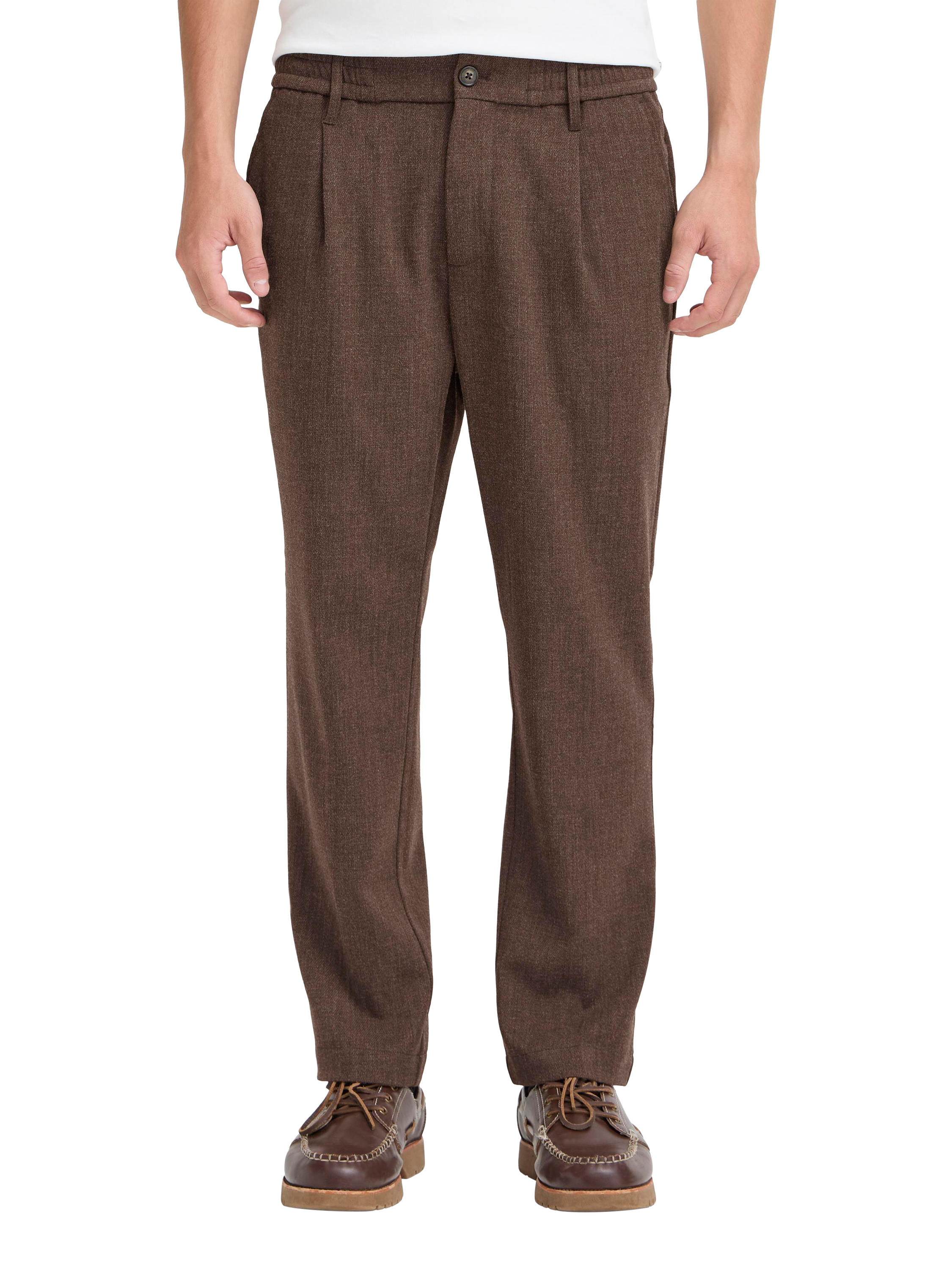 Product image 1 of 7, which shows Casual Friday Marc Relaxed Fit Pleated Trousers, Demitasse Melange, 28R