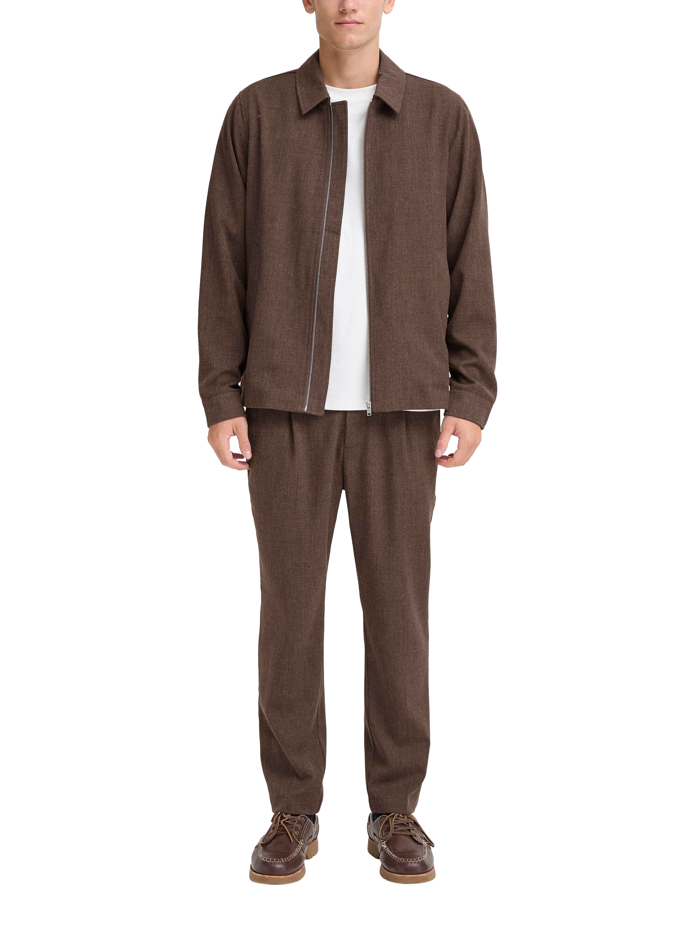 Product image 3 of 7, which shows Casual Friday Marc Relaxed Fit Pleated Trousers, Demitasse Melange, 28R