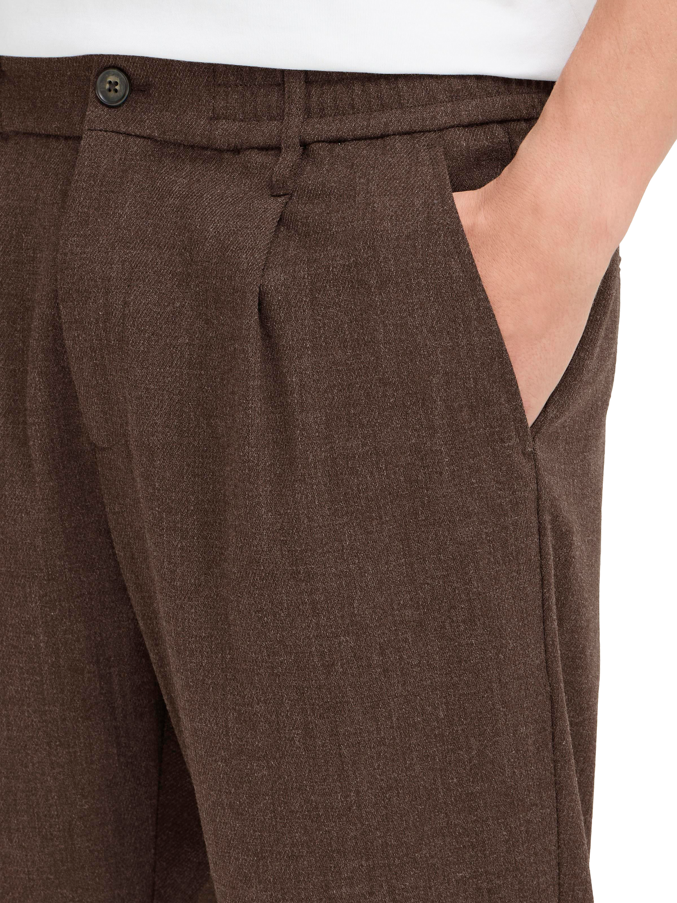 Product image 4 of 7, which shows Casual Friday Marc Relaxed Fit Pleated Trousers, Demitasse Melange, 28R