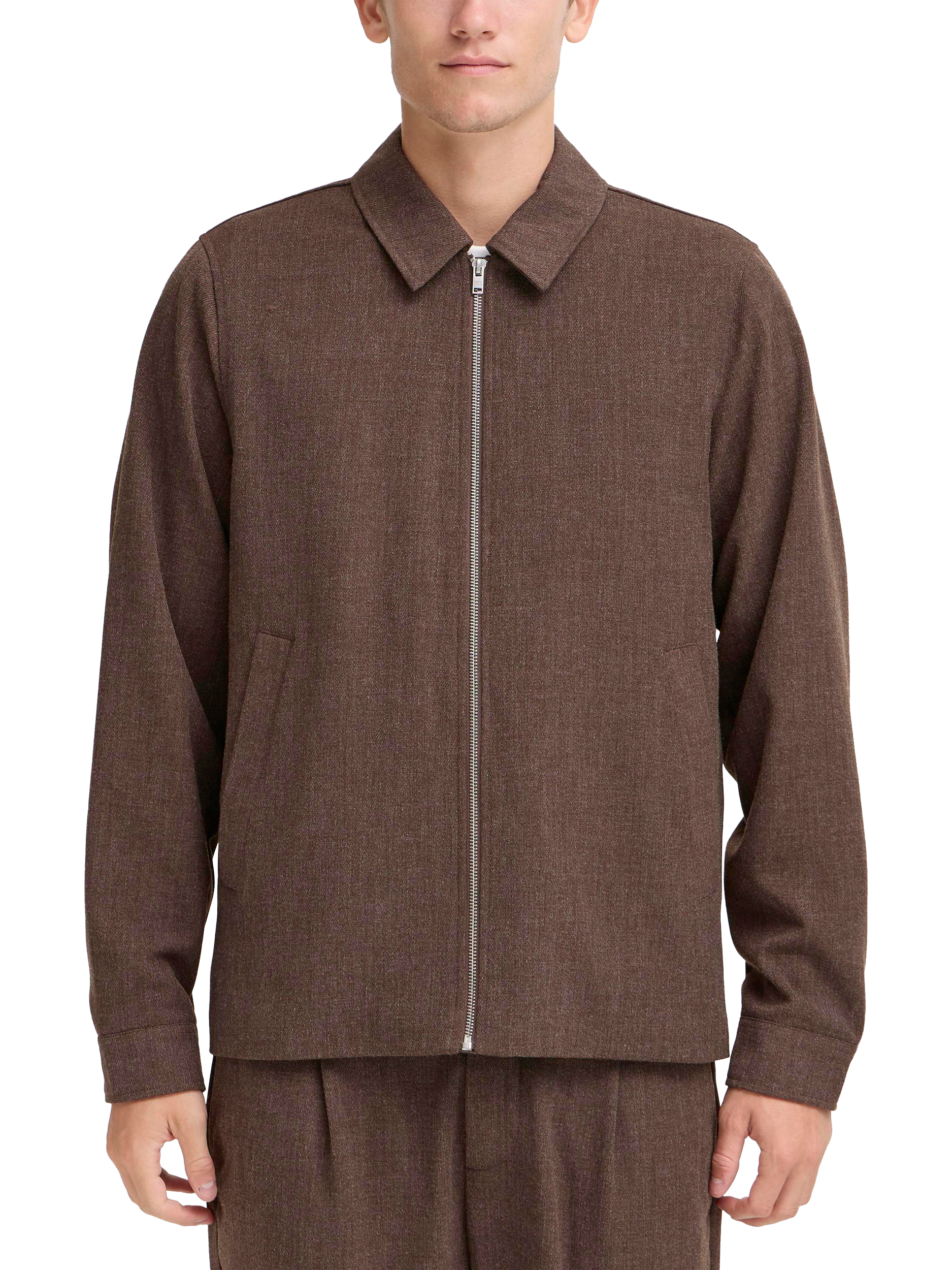 Product image 1 of 7, which shows Casual Friday Charles Melange Lightweight Shacket, Demitasse Melange, S