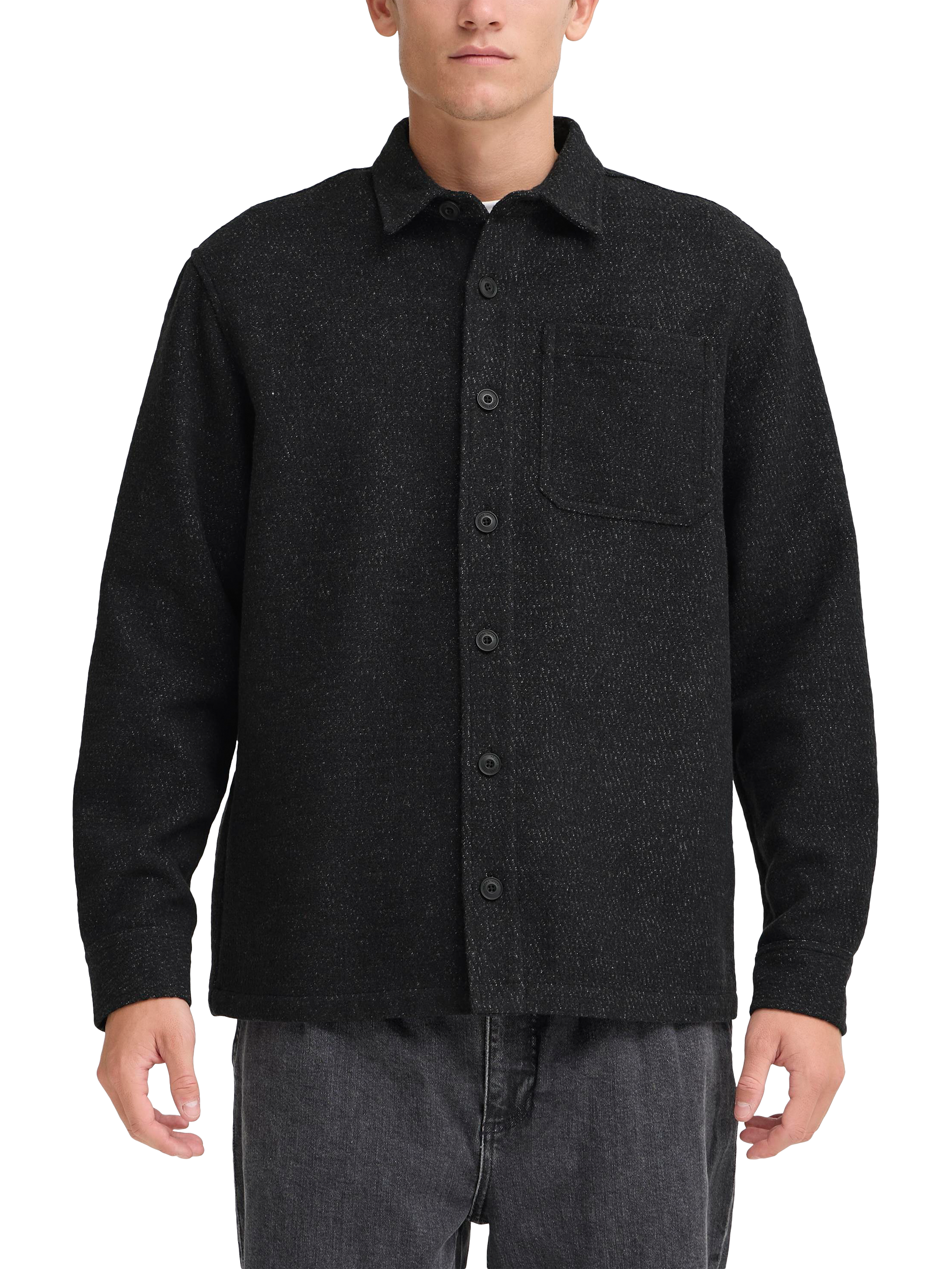 Product image 1 of 7, which shows Casual Friday Hagel Wool Blend Heavyweight Overshirt, Black, S